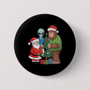 Macaron Rond 5 Cm Drôle Père Noël Bigfoot Alien Décor Noël Tre