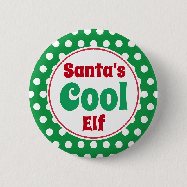 Macaron Rond 5 Cm Drôle Père Noël Cool Elf Christmas Button Pin (Devant)