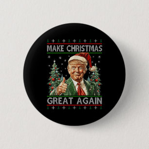 Macaron Rond 5 Cm Drôle Père Noël Trump Rendre sa grandeur à Noël