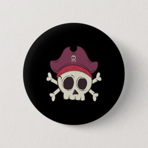 Macaron Rond 5 Cm Drôle Pirate Skull Cartoon Halloween