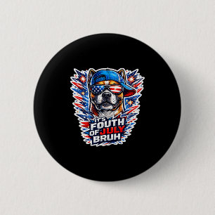 Macaron Rond 5 Cm Drôle quatrième juillet bruh boxer chien patriotiq