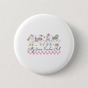 Macaron Rond 5 Cm Drôle Retour À L'École Silly Goose Teacher Club Hu