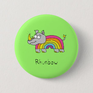 Macaron Rond 5 Cm Drôle Rhino Rainbow Cute Kids Cartoon