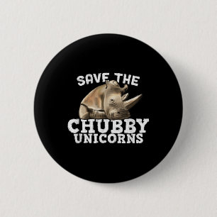 Macaron Rond 5 Cm Drôle Sauvez Les Unicornes De Chubby - Rhino De Gr
