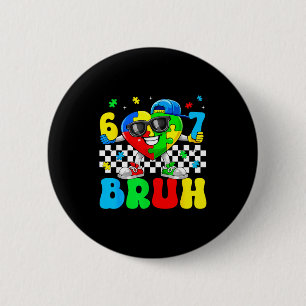 Macaron Rond 5 Cm Drôle six sept 67 bruh 6 7 puzzle autisme