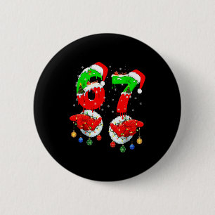 Macaron Rond 5 Cm Drôle Six Sept 67 Mème 6 7 Noël Santa Main B
