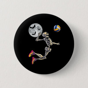 Macaron Rond 5 Cm Drôle Skeleton Jouer Volleyll Joyeux Halloween Da