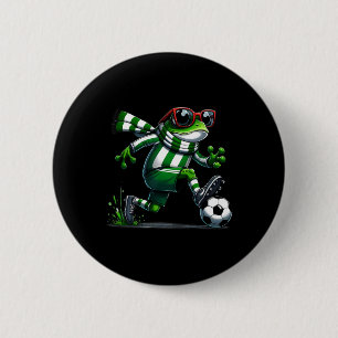 Macaron Rond 5 Cm Drôle Soccer Frog Animal Graphic Frog Jouer Socc