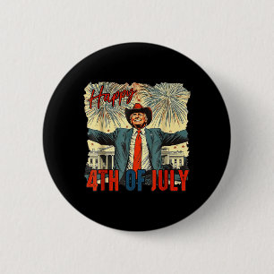 Macaron Rond 5 Cm Drôle Trump Joyeux 4 juillet Jour de l'Indépendanc