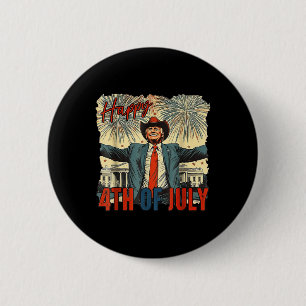 Macaron Rond 5 Cm Drôle Trump Joyeux Jour 4 juillet de l'Indépendanc