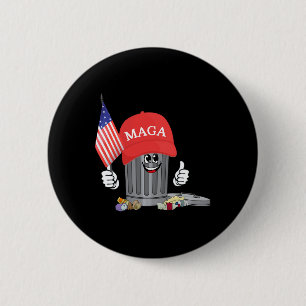Macaron Rond 5 Cm Drôle Trump Mega Cartoon Poubelle Drapeau Américai