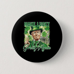 Macaron Rond 5 Cm Drôle Trump Stpatrick Day Rendre sa chance à la gr