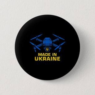 Macaron Rond 5 Cm Drone Ukraine Patriotique Amoureux Ukrainiens Fpv