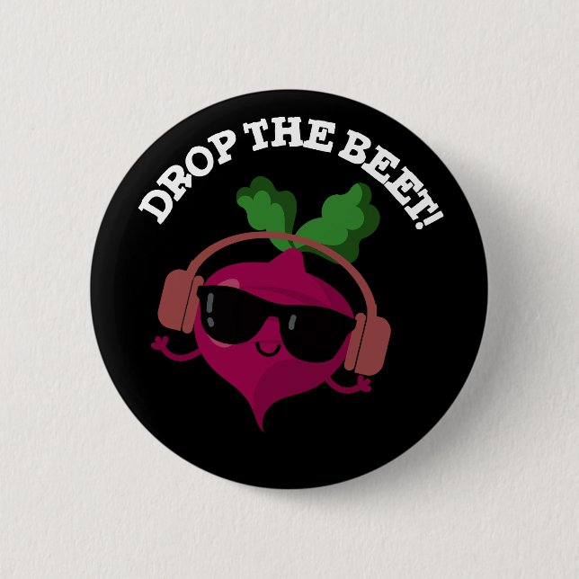 Macaron Rond 5 Cm Drop La Beet Funny Musique Veggie Pun Dark BG (Devant)
