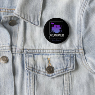 Macaron Rond 5 Cm Drummer Born To Be for Percussionist Band Member