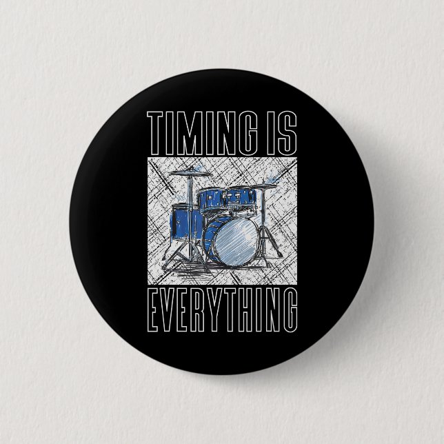 Macaron Rond 5 Cm Drummer Drumming Drumming tambours Percussionniste (Devant)