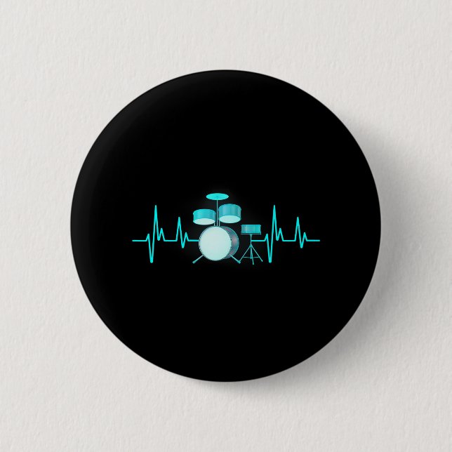 Macaron Rond 5 Cm Drummer Drums Heartbeat Drumstick Drumset Music (Devant)