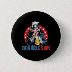 Macaron Rond 5 Cm Drunkle Sam Funny 4 juillet Oncle Sam Usa Beer D