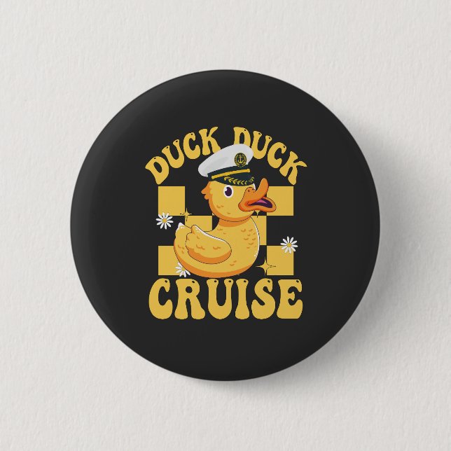 Macaron Rond 5 Cm Duck Duck Cruise Funny Famille Croisière correspon (Devant)