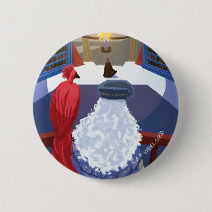 Macaron Rond 5 Cm Dumbledore & Fawkes sur Balcon