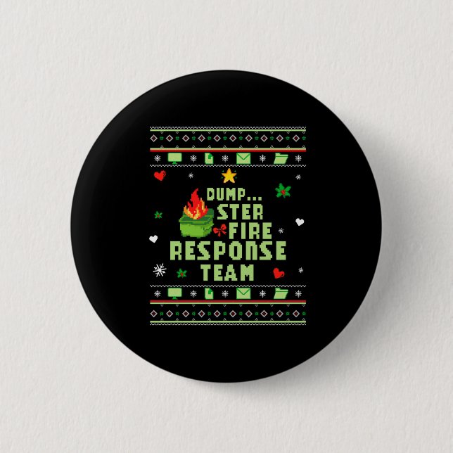 Macaron Rond 5 Cm Dumpster Fire Resnse Team Chaos Ugly Sweater Cute  (Devant)