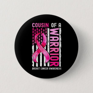 Macaron Rond 5 Cm D'Un Guerrier Cancer Du Sein Usa Drapeau Sensibili