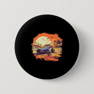 Macaron Rond 5 Cm Dune Buggy Clic Beach Voiture Rétro Vintage Sunset