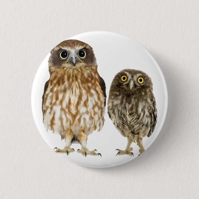 Macaron Rond 5 Cm Duo de hibou (Devant)
