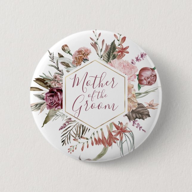 Macaron Rond 5 Cm Dusty Rose Mère du bouton Groom (Devant)