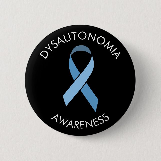 Macaron Rond 5 Cm Dysautonomia Bleu Sensibilisation Ruban Pin (Devant)