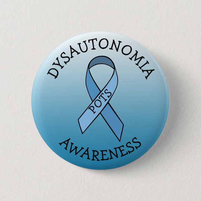 Macaron Rond 5 Cm Dysautonomia Bleu Sensibilisation Ruban Pin (Devant)