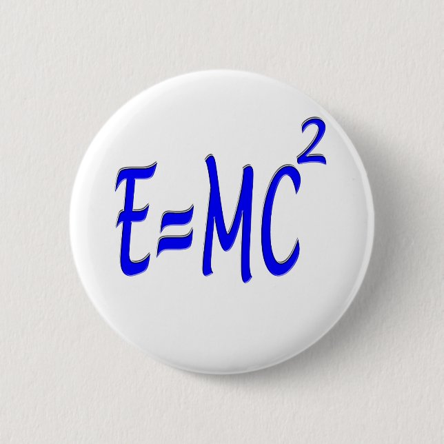 Macaron Rond 5 Cm E = MC 2 (bleu) (Devant)