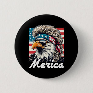 Macaron Rond 5 Cm Eagle Mullet Sungles Merica 4 juillet Amérique