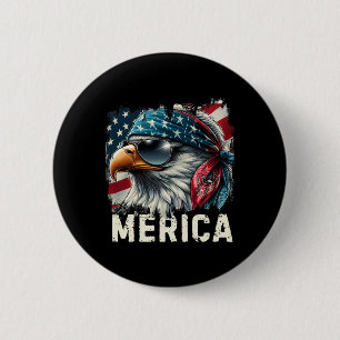 Macaron Rond 5 Cm Eagle Mullet Sungles Merica 4 Juillet États-Unis A