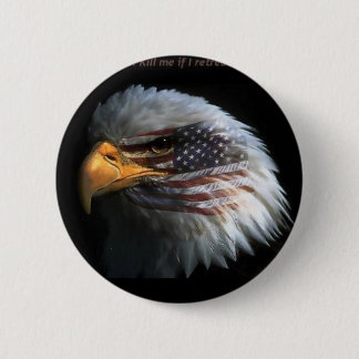 Macaron Rond 5 Cm Eagle patriotique avec l'arrière - plan de drapeau
