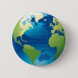 Macaron Rond 5 Cm Earth continent globe button