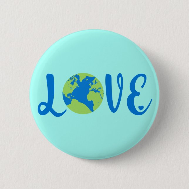 Macaron Rond 5 Cm Earth Love Changement climatique De l'environnemen (Devant)