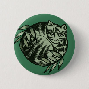 Macaron Rond 5 Cm Earth Nature Tiger Strier Tabby Cat Art