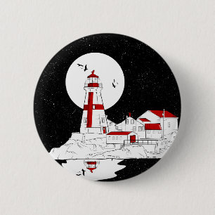 Macaron Rond 5 Cm East Quoddy Head Phare plat