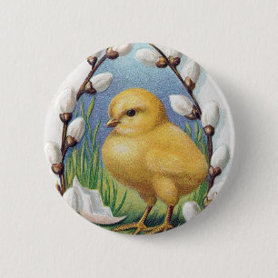 Macaron Rond 5 Cm Easter Greetings Yellow Chick