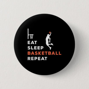 Macaron Rond 5 Cm Eat Sleep Basketball Répéter Joueur Entraîneur Hoo