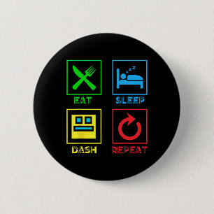Macaron Rond 5 Cm Eat Sleep Dash Répéter Video Game Géométrie Vidéo 