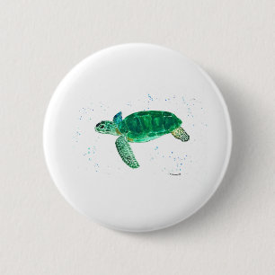 Macaron Rond 5 Cm Eau de la tortue de mer verte océan tropical côtie