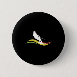 Macaron Rond 5 Cm Eau Rétro Ski Ski Waterski Waterskiing Vagues