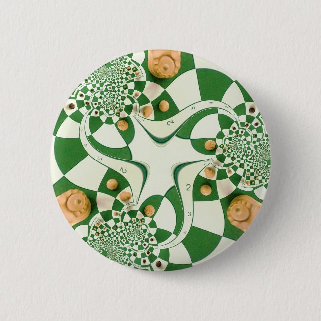 Macaron Rond 5 Cm Échecs (Devant)