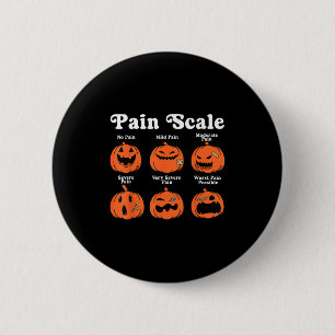 Macaron Rond 5 Cm Échelle de douleur Citrouille Éffrayant Automne Ha