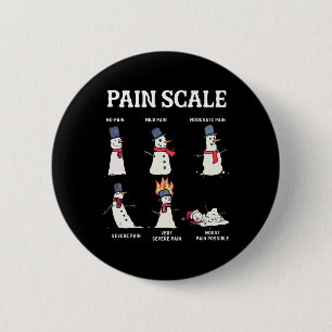 Macaron Rond 5 Cm Échelle de douleur rétro Bonhomme de neige Trauma 