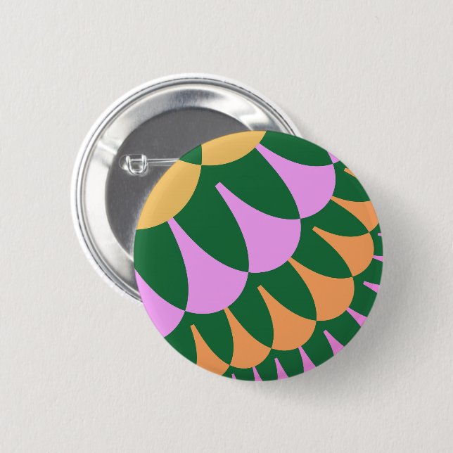 Macaron Rond 5 Cm Echelles orange et verte (Devant & derrière)