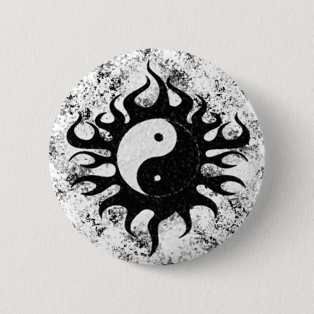 Macaron Rond 5 Cm Éclaboussure de Yin Yang (Devant)