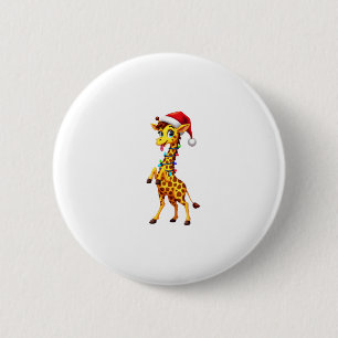 Macaron Rond 5 Cm Éclairage de Noël de girafe drôle Santa girafe Noë